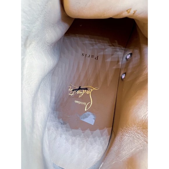 Mens Christian Louboutin Men's Spike Floral Print Denim High-Top Sneakers Sz 41 - Picture 11 of 13